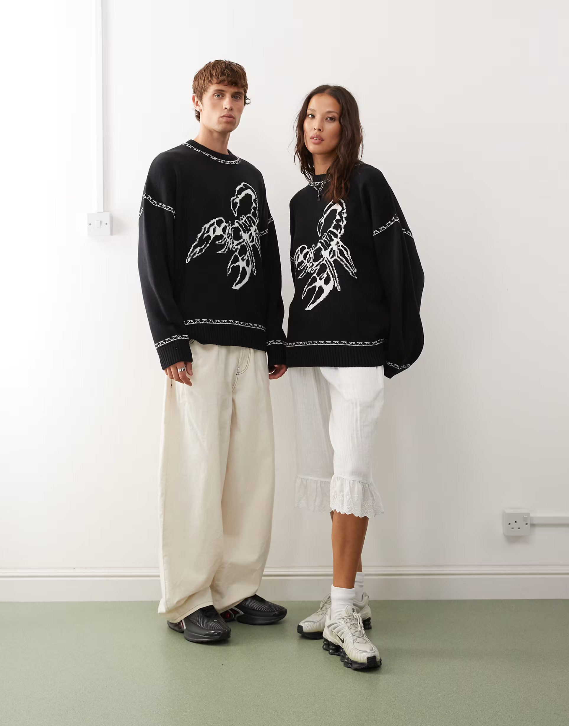 COLLUSION Unisex jumper in charcoal blue with scorpion print | ASOS (Global)