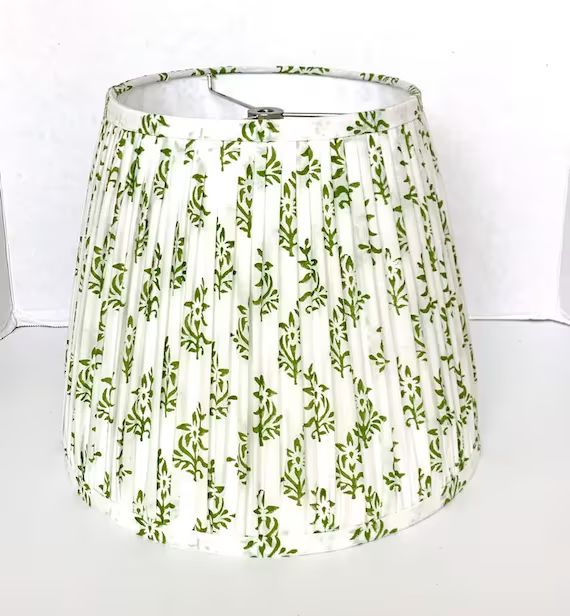 Pleated  Lampshade Green Lamp Shade Floral Pleated sconce | Etsy | Etsy (US)
