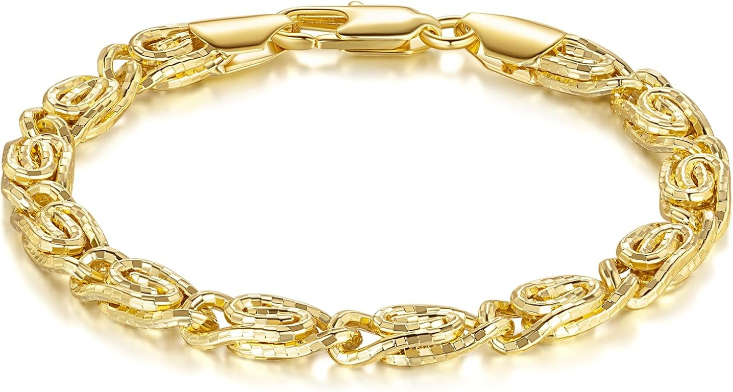 Bracelets for Women 14K Gold Bracelets for Men Twisted Byzantine Gold Chain Link Bracelets Stacka... | Amazon (US)