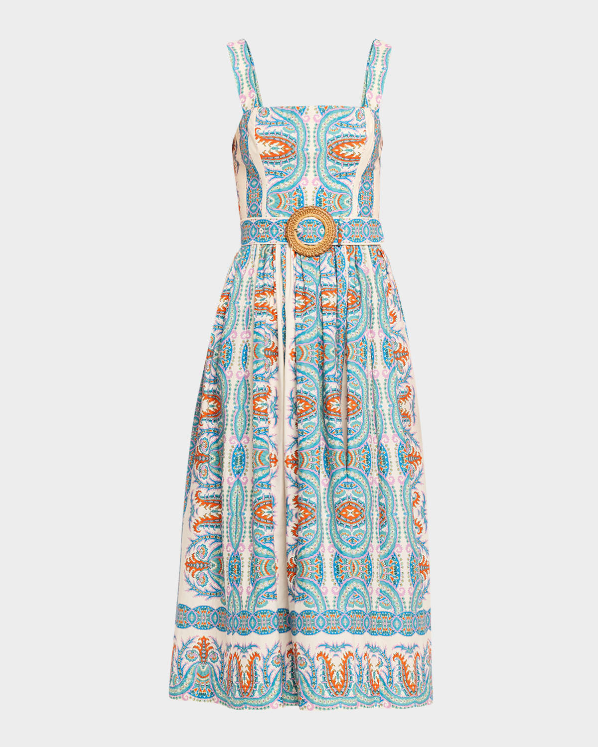 Julie Belted Poplin Midi Dress | Neiman Marcus