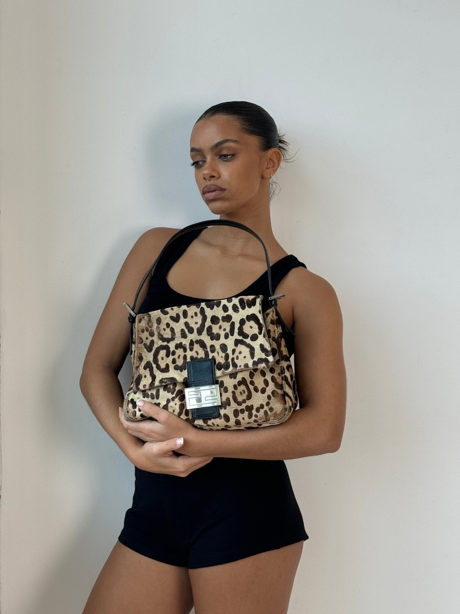 Vintage Fendi Leopard Print Calf Hair Mamma Baguette Shoulder Bag | eBay UK