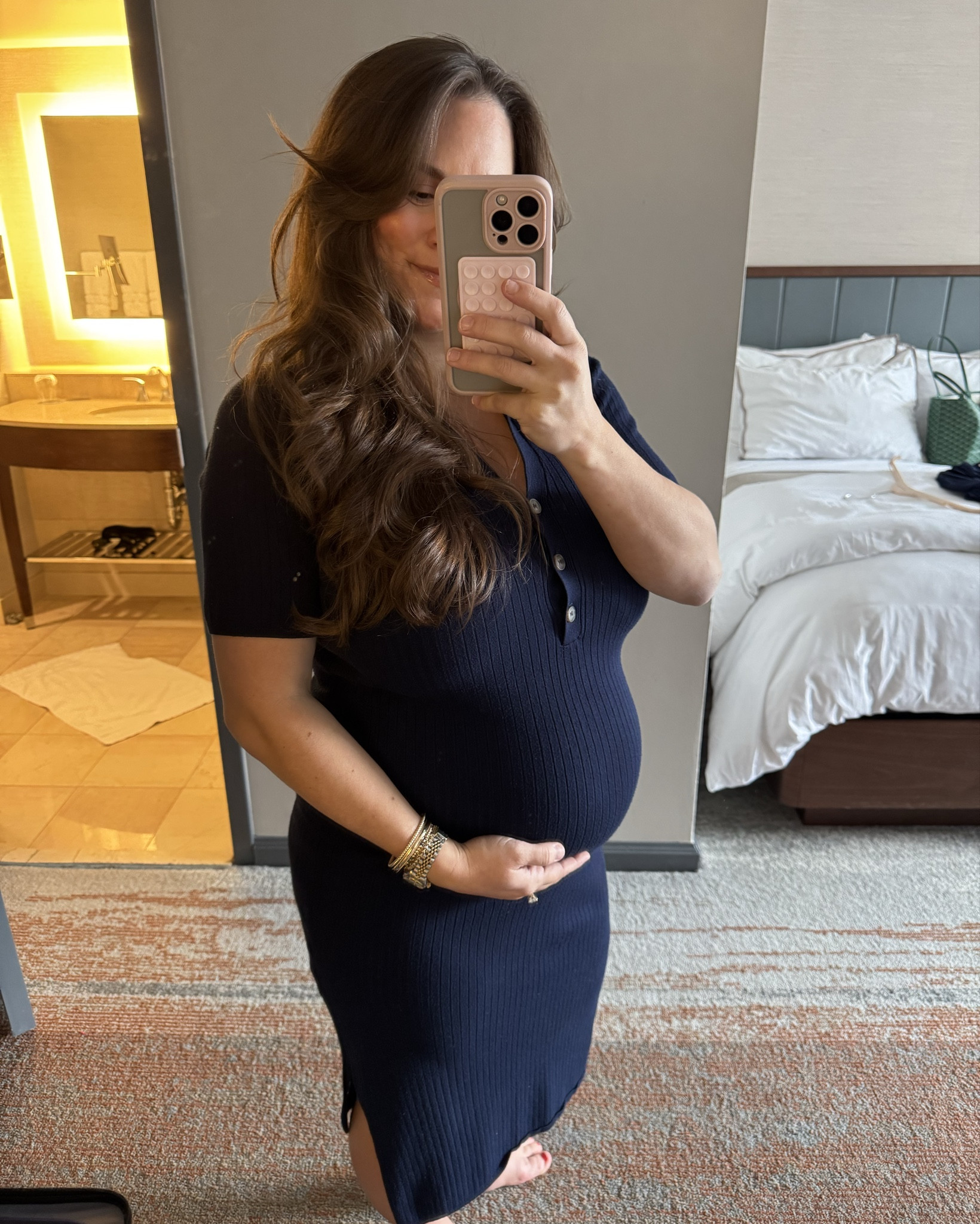 Another perfect maternity dress! Super comfy and great for work, errands or a night out! 

#LTKBump #LTKFindsUnder100 #LTKSpringSale