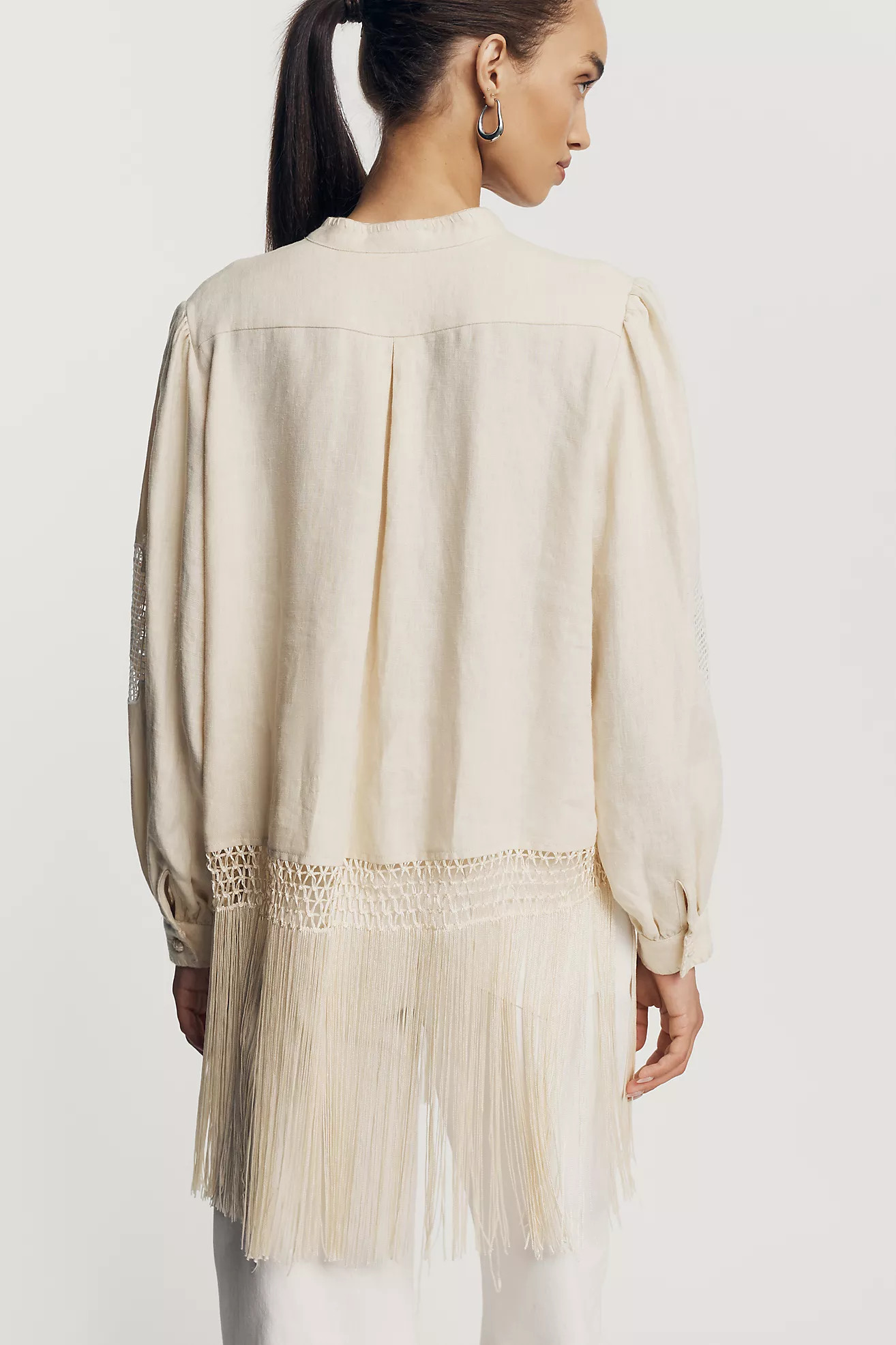 Farm Rio 100% Linen Richelieu Buttondown Shirt | Anthropologie (US)