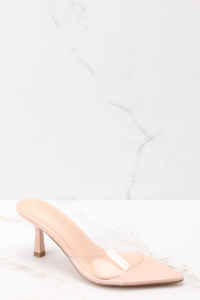 Path To Greatness Clear Kitten Heel Sandals | Red Dress 