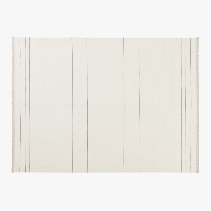 Mieta Warm White Stripe Handwoven New Zealand Wool Area Rug 9'x12' | CB2 | CB2