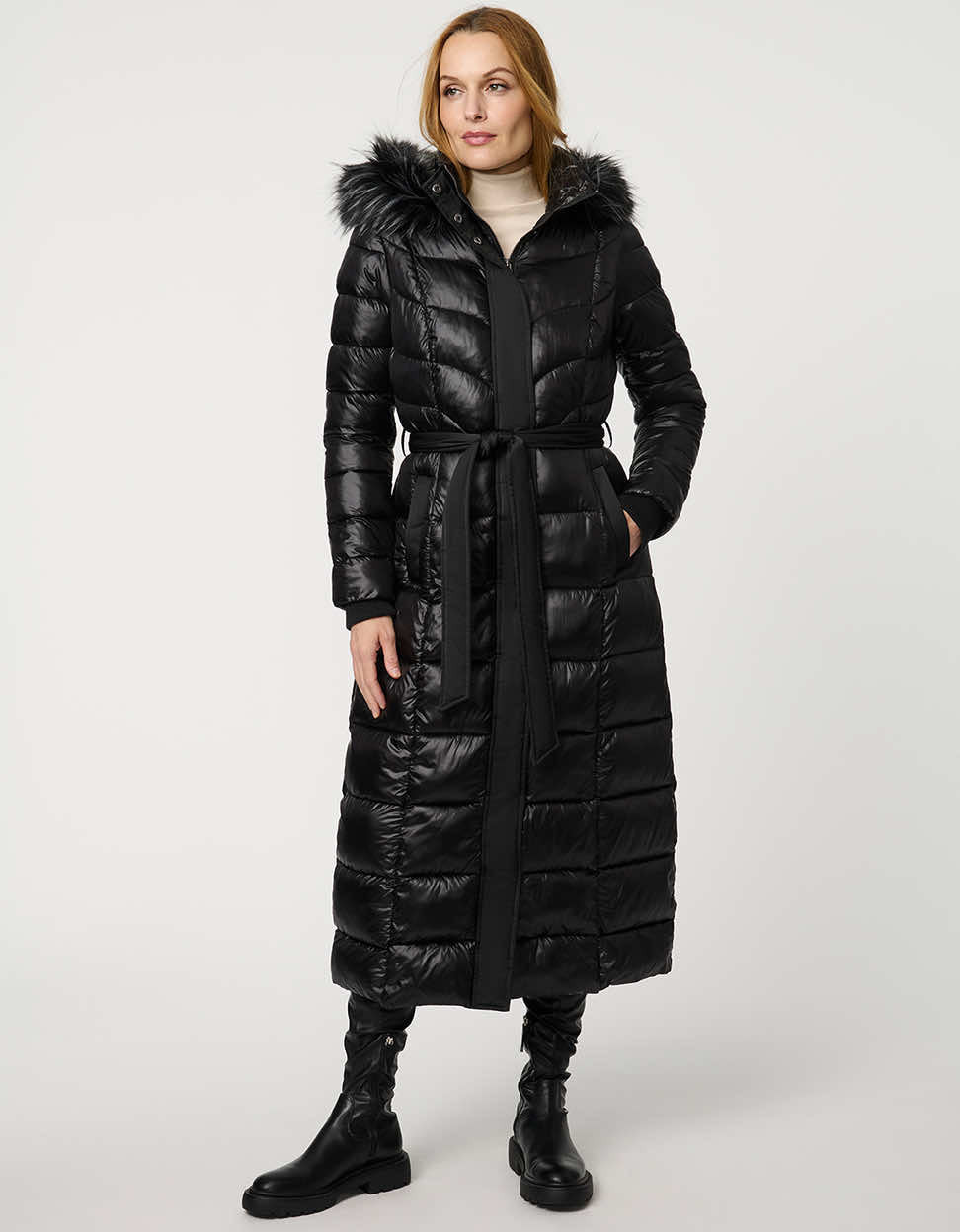 Jetsetter Vegan Fur Trim Long Puffer Coat | Bernardo Fashions