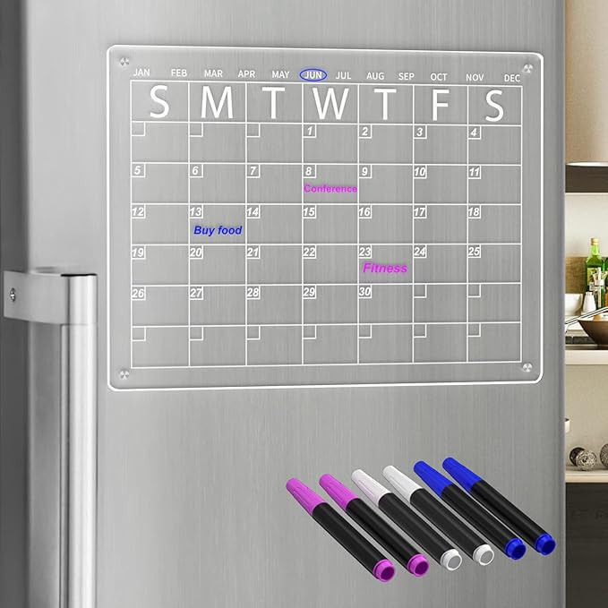 YeWink Magnetic Dry Erase Board Calendar for Fridge, 16”x12" Clear Acrylic Calendar Planner Boa... | Amazon (US)