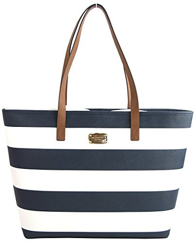 Michael Kors Americana Striped Saffiano Leather Travel Tote; Navy/White | Amazon (US)