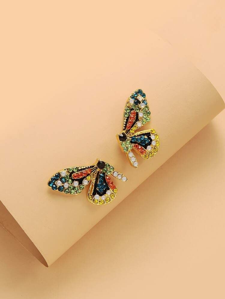 Rhinestone Decor Butterfly Stud Earrings | SHEIN