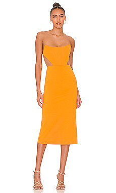 NBD Leighton Midi Dress in Orange from Revolve.com | Revolve Clothing (Global)