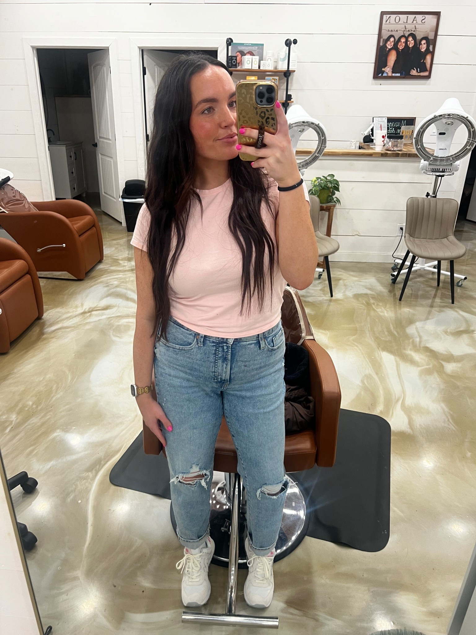 Old Navy is my go to for basics!!!
Shirt- large 
jeans - 10 