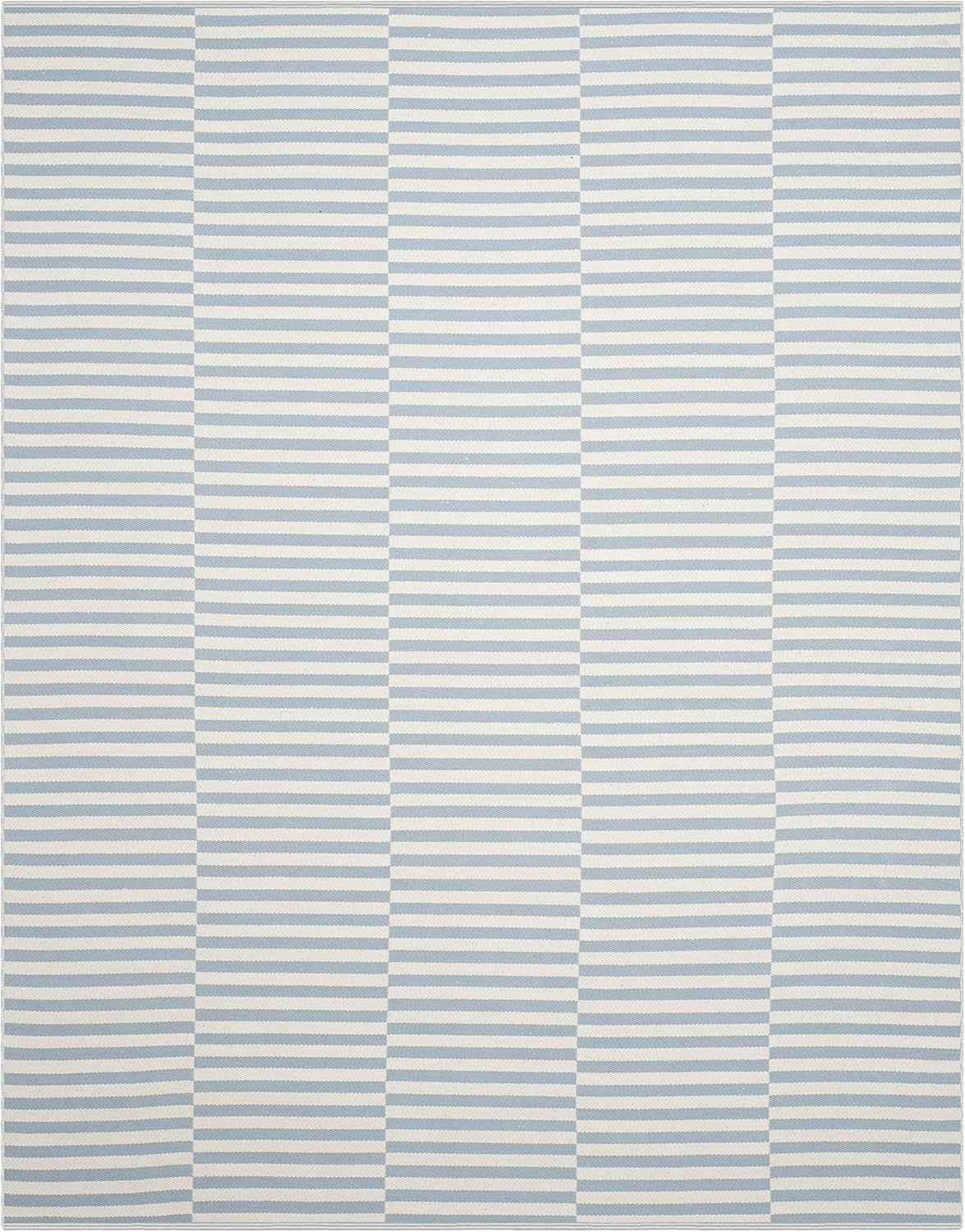 SAFAVIEH Montauk Collection 8' x 10' Ivory / Light Blue MTK715B Handmade Stripe Cotton Area Rug | Amazon (US)