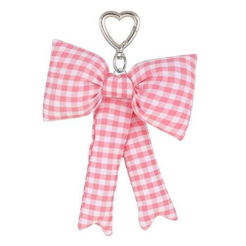 Jamortty Pink Bow Keychain Bag Charms Y2K Bowknot Plaid Keychains Coquette Aesthetic Purse Handbag Backpacks Charms (Pink 1) | Amazon (US)