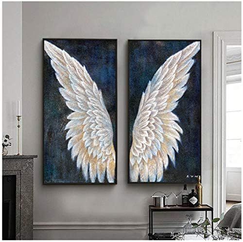 Large Canvas Wall Art Vintage Angel Wings Modern Painting Living Room Decoration Mural Home -40x8... | Amazon (US)