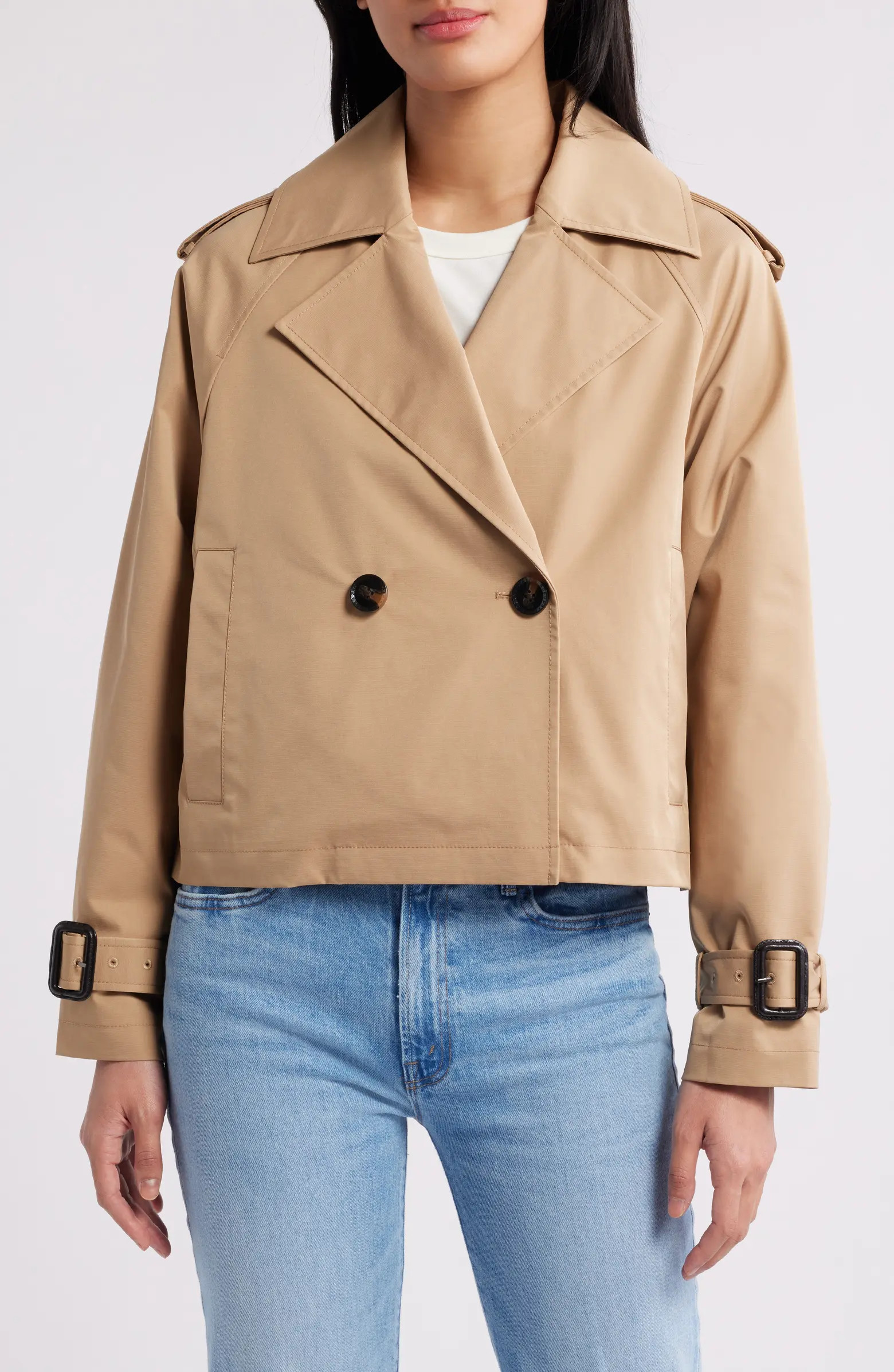 BCBG Max Azria Double Breasted Crop Trench Coat | Nordstrom | Nordstrom