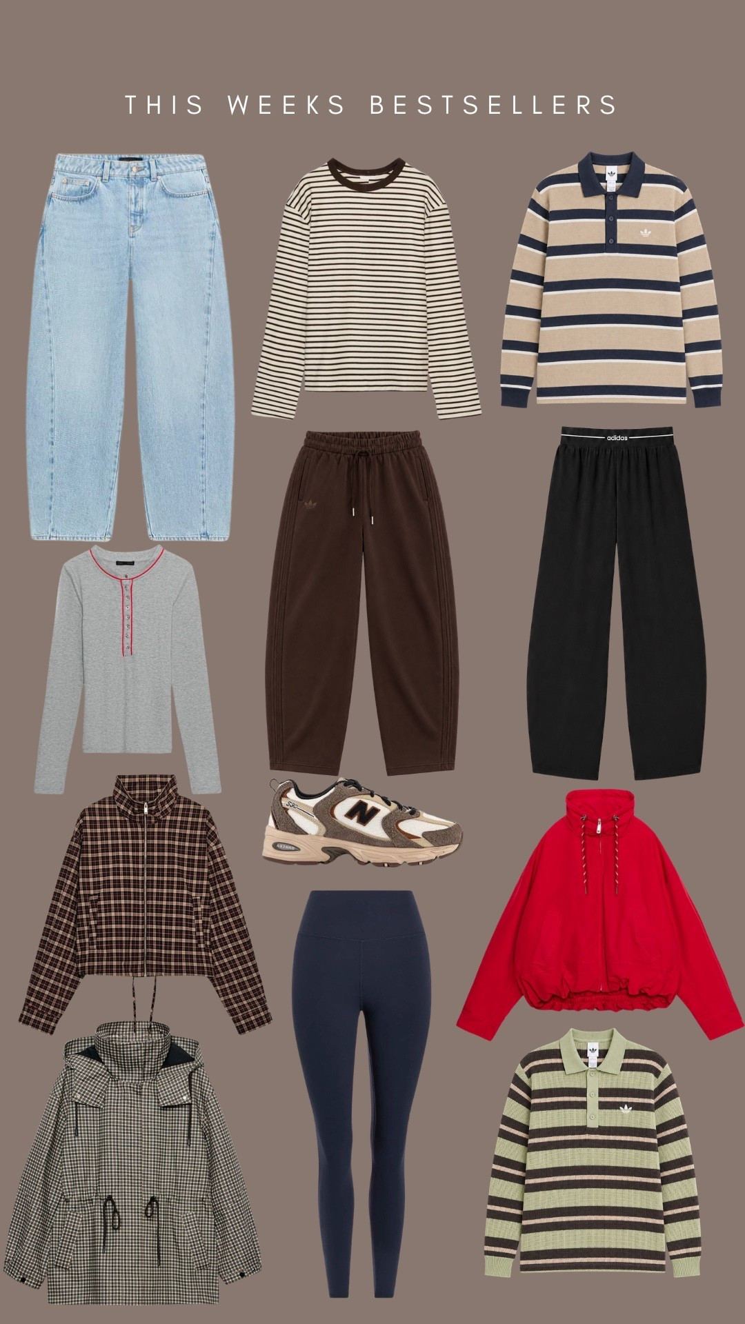 Weekly bestsellers 
Zara checked bomber jacket
Windbreaker jacket 
Barrel leg jeans
Red bomber
Navy leggings
Barrel leg joggers adidas 
Stripe adidas polo knit top
Stripe tshirt
Autumn fashion 
New Balance 530

#LTKuk #LTKautumn #LTKstyletip
