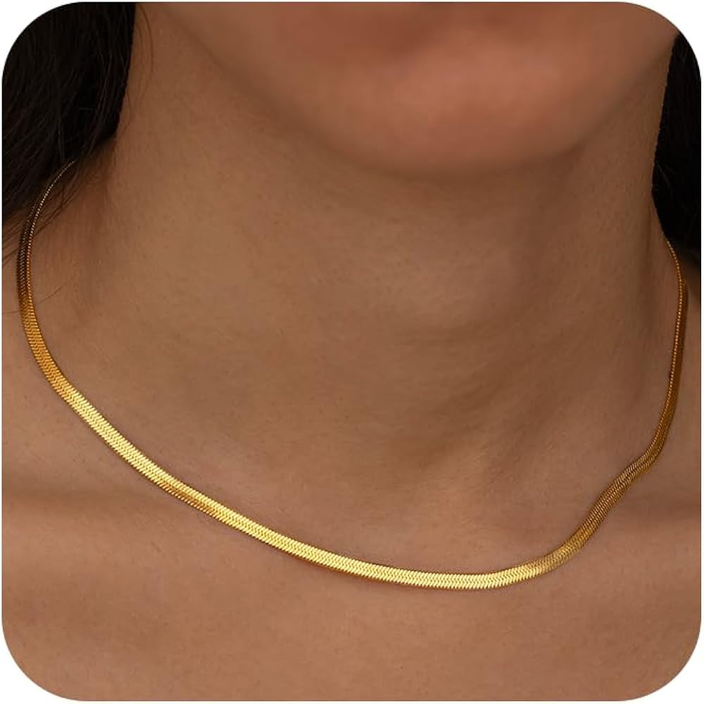 CHESKY Gold Necklace for Women-14K Plated/S925 sterling silver Snake Chain Necklace Dainty Simple... | Amazon (US)