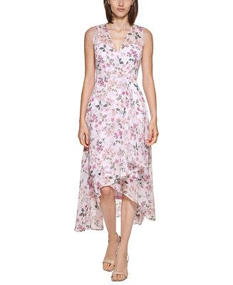 Calvin Klein Floral-Print Surplice Maxi Dress & Reviews - Dresses - Women - Macy's | Macys (US)