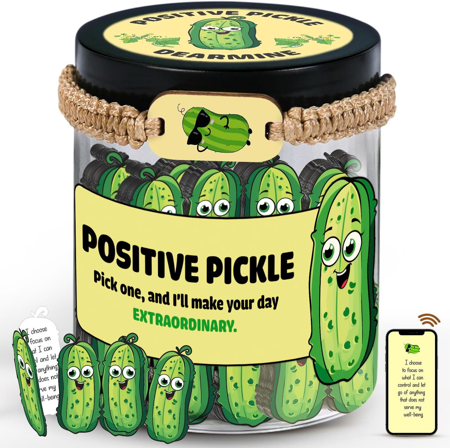 60 Positive Pickle Cards Jar, Affirmation Cards, Stocking Stuffers, Xmas Christmas White Elephant... | Amazon (US)