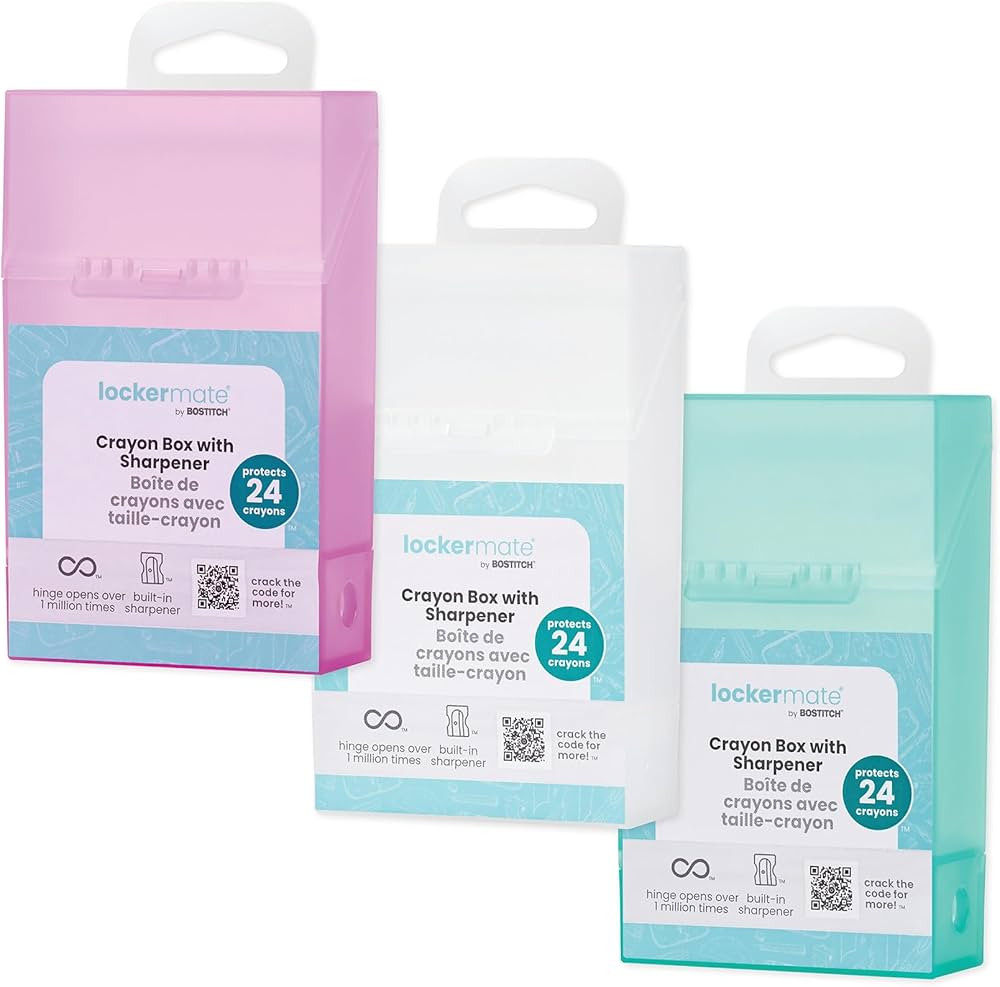 LockerMate Crayon Box with Sharpener Holds 24 Crayons, Assorted Color, Pack of 1 | Amazon (US)