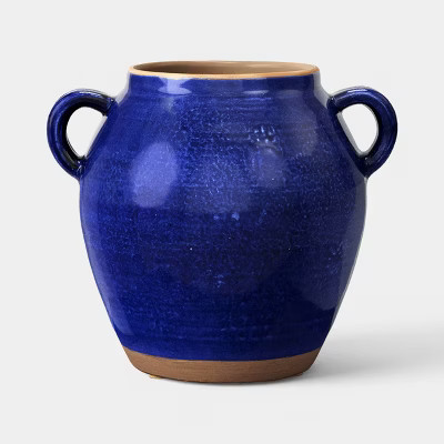 Medium Tuscan Ceramic Handled Vase Blue - Threshold™ | Target