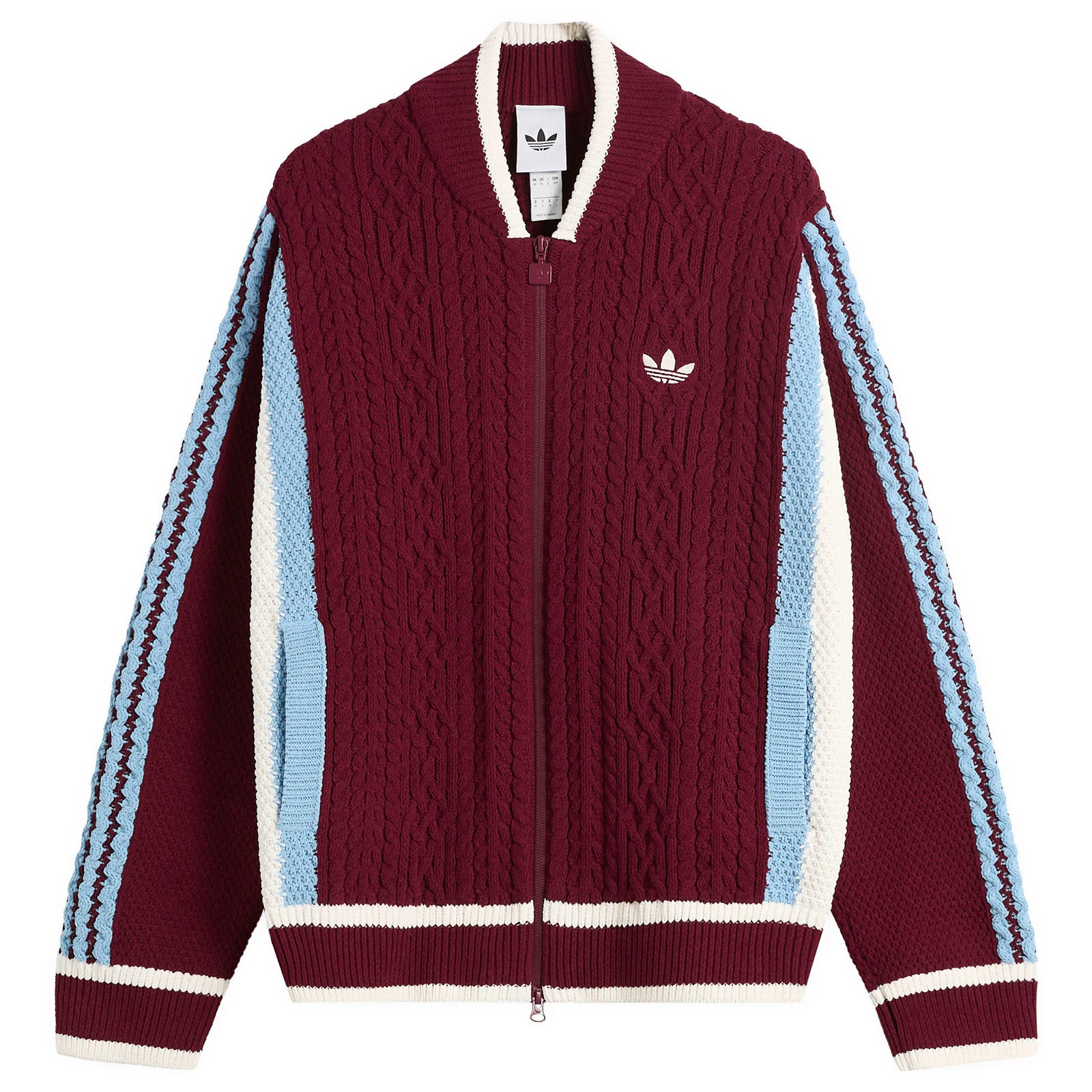 Adidas Men's Wicons Cardigan in Shadow Red/Off White/Ash Blue, Size Medium | END. Clothing