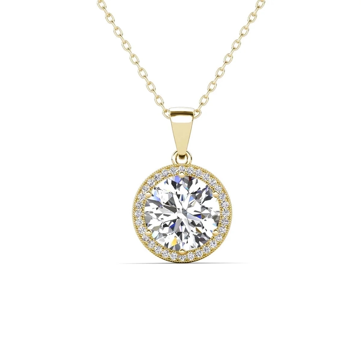 Cate & Chloe Mariah 18k Yellow Gold Plated Halo Pendant Necklace with Simulated Diamonds for Wome... | Walmart (US)