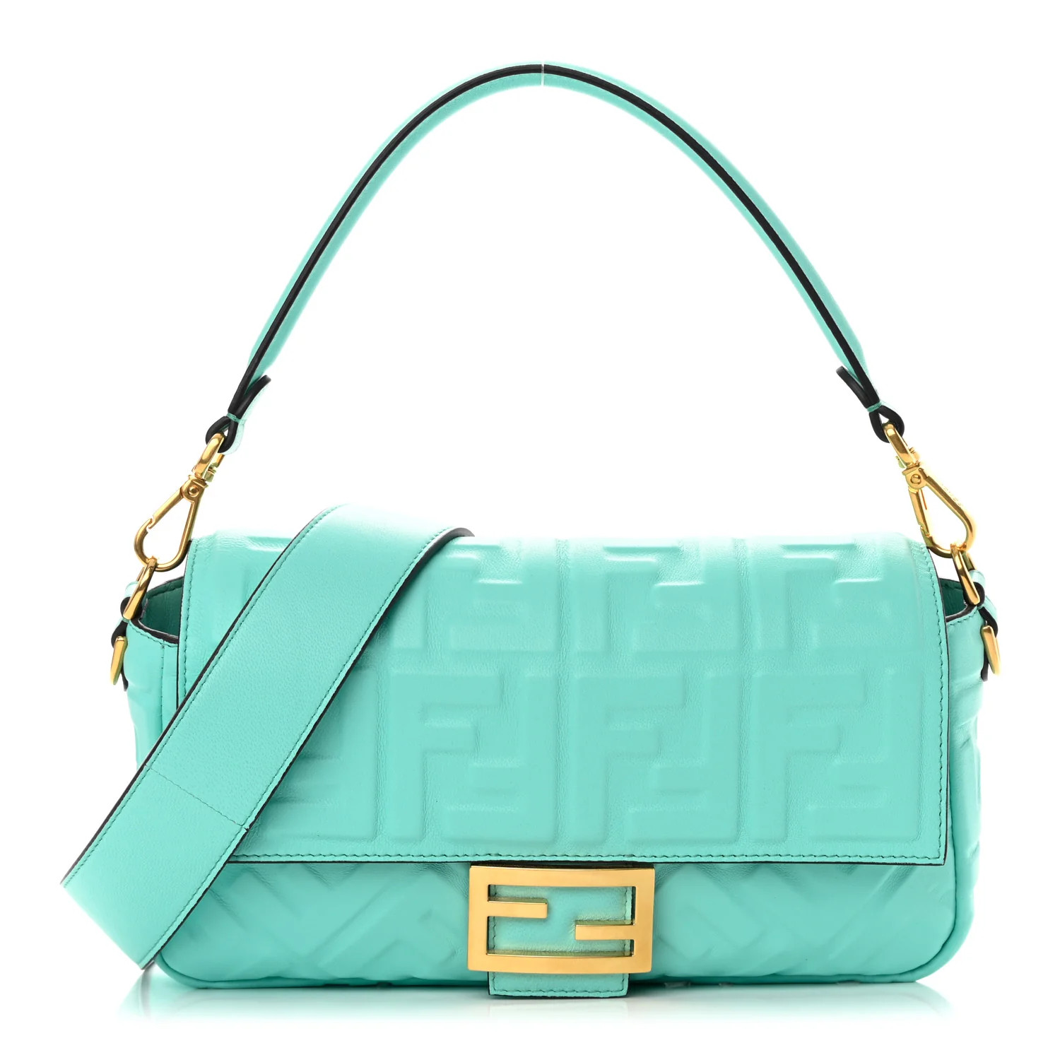 Nappa FF 1974 Embossed Baguette Spring Turquoise | FASHIONPHILE (US)