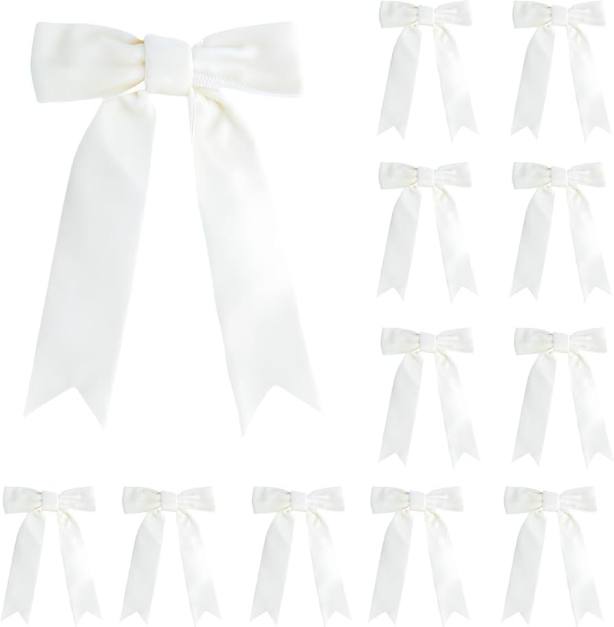 12 Pcs White Velvet Bows with Twist Tie 3.5 Inch Pre-Tied Vintage Christmas Velvet Ribbon Bows fo... | Amazon (US)