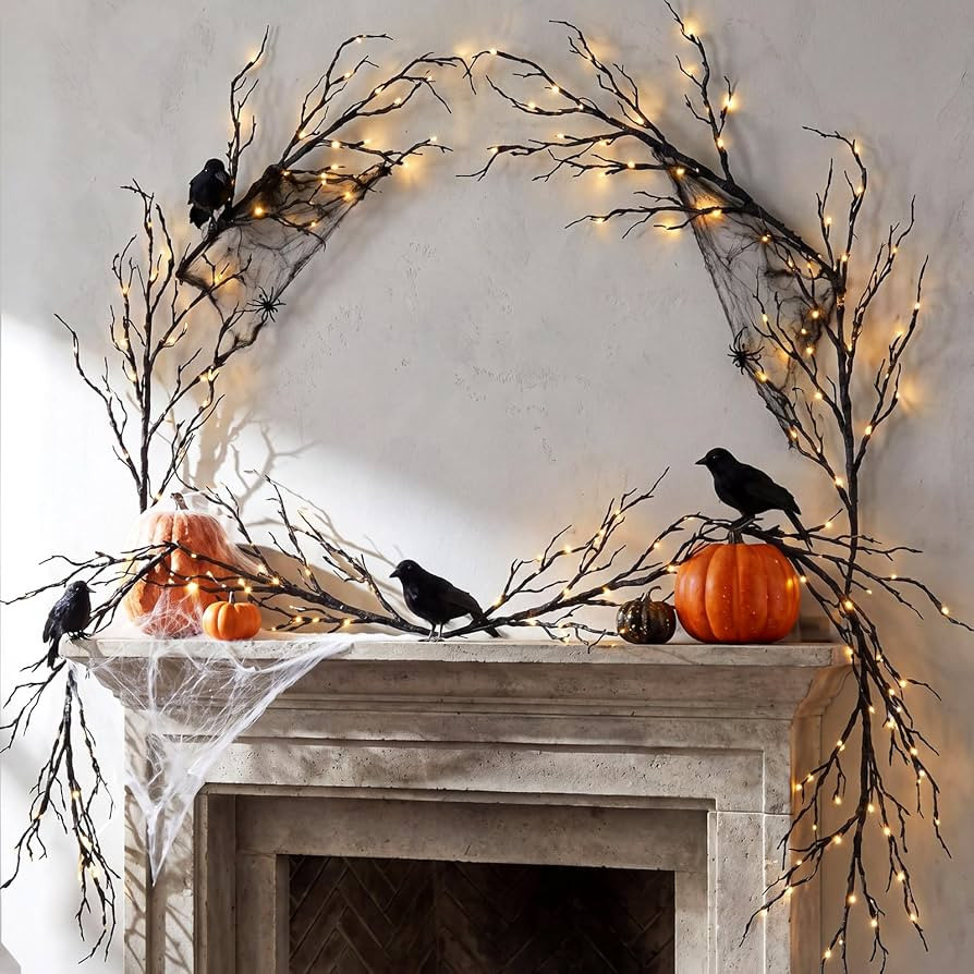 Sintuff 4 Pcs 63 in Lighted Halloween Artificial Tree Branches Decorations with LED Black Bendabl... | Amazon (US)