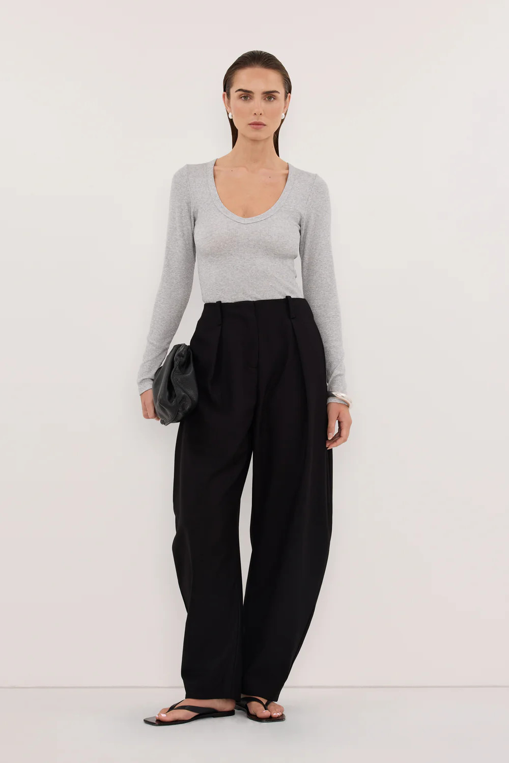 YASMIN SILVER MARLE LONG SLEEVE TOP | DISSH