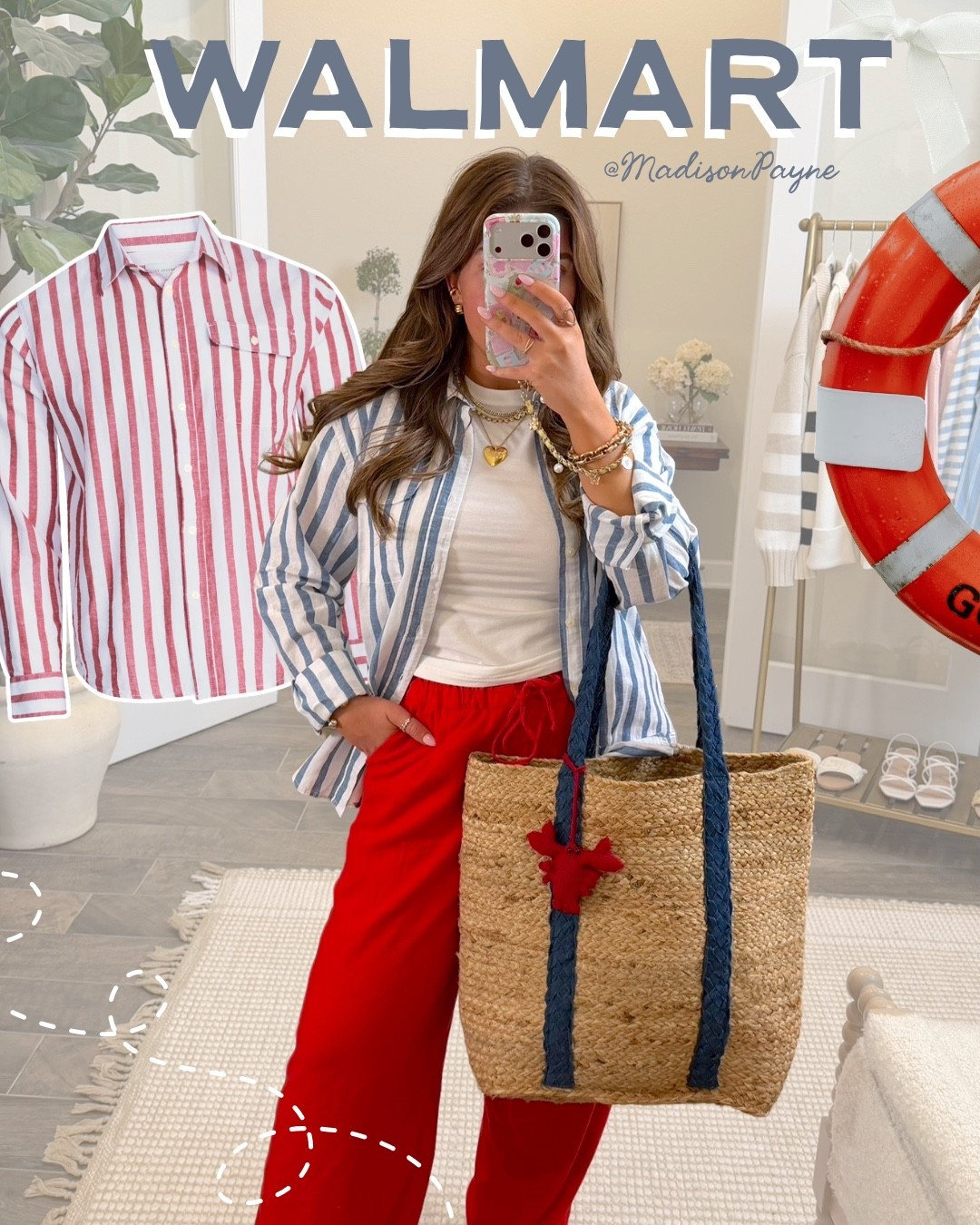Stripped linen button up and beach Jute tote bag 👛🦞￼

#LTKootd #LTKSeasonal