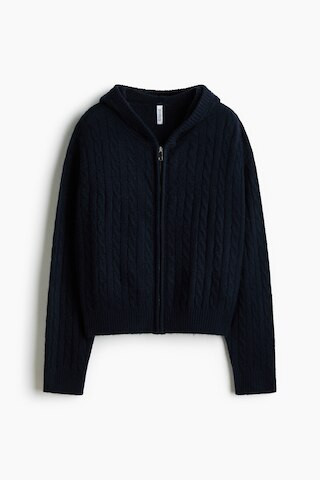 H & M - Cable-Knit Cardigan with Zipper - Blue | H&M (US + CA)