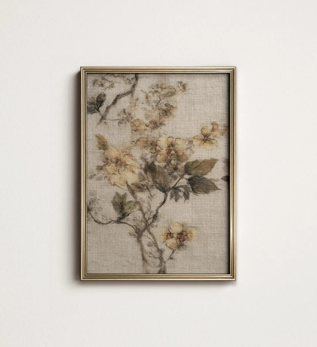 Vintage Botanical Tapestry Wall Art, Yellow Floral Wall Print, Neutral Rustic French Decor, PRINT... | Etsy (US)