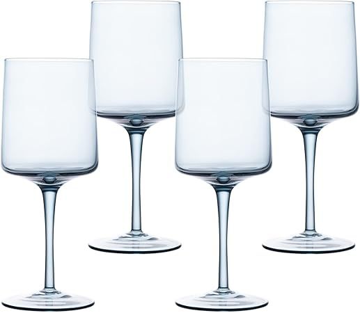 Navaris Blue Square Wine Glasses (Set of 4) - Colored Wine Glasses with Stems - Colored Glassware... | Amazon (US)