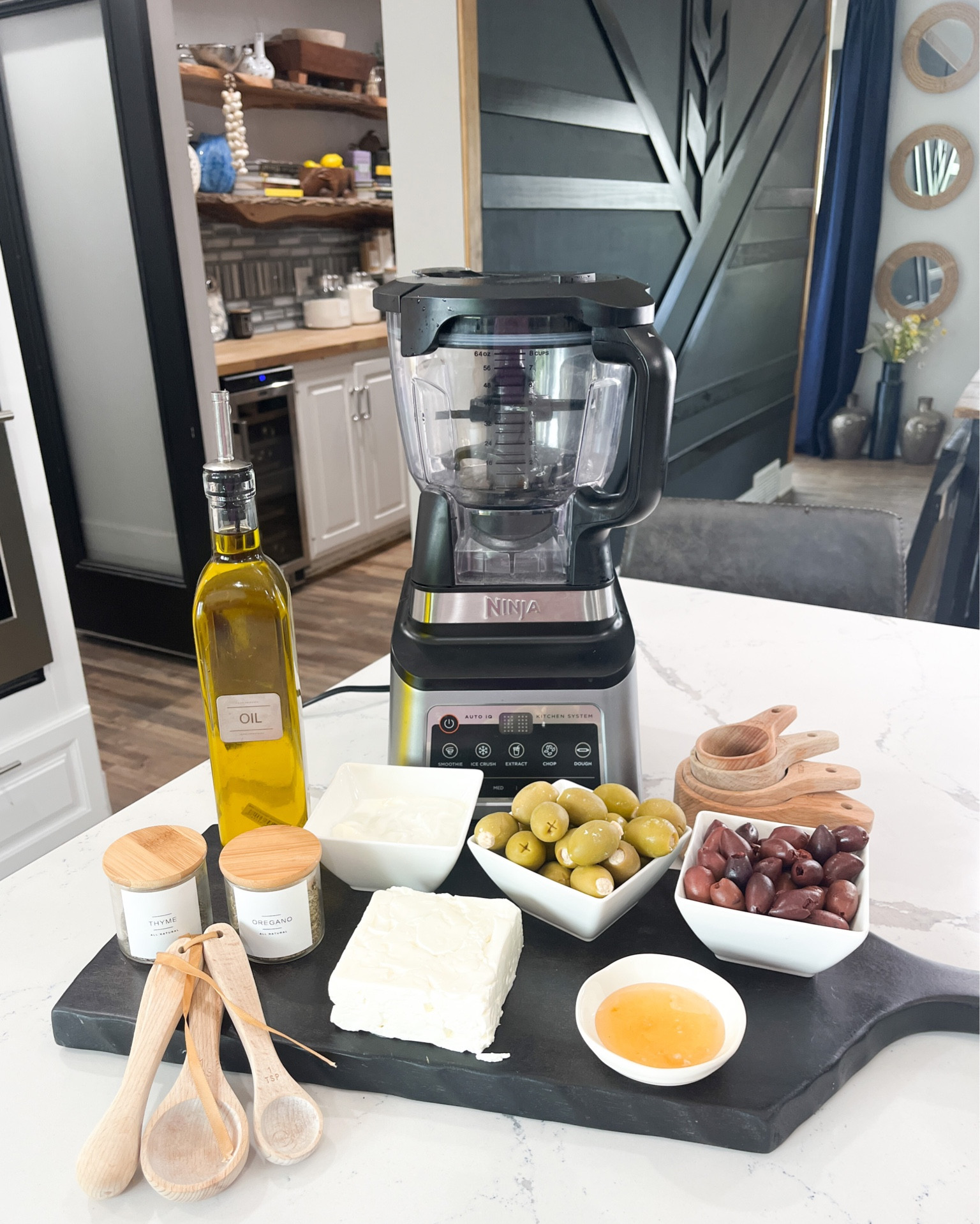 This recipe was the biggest hit at our Father’s Day dinner! 

It was so easy to make and everyone was raving about it. 

Recipe:
• 8oz feta cheese
• ¼ cup plain yogurt
• 1 tbsp honey
Marinated Olives:
• 1 cup kalamata olives
• 1 cup green olives
• 1 tbsp za'atar
. 1 tbsp oregano
• 3 tbsp evoo

Whip the feta, yogurt and honey together in a blender. Spread on serving board. Top with marinated olives and serve with pita chips! 

#LTKfamily #LTKhome #LTKFind