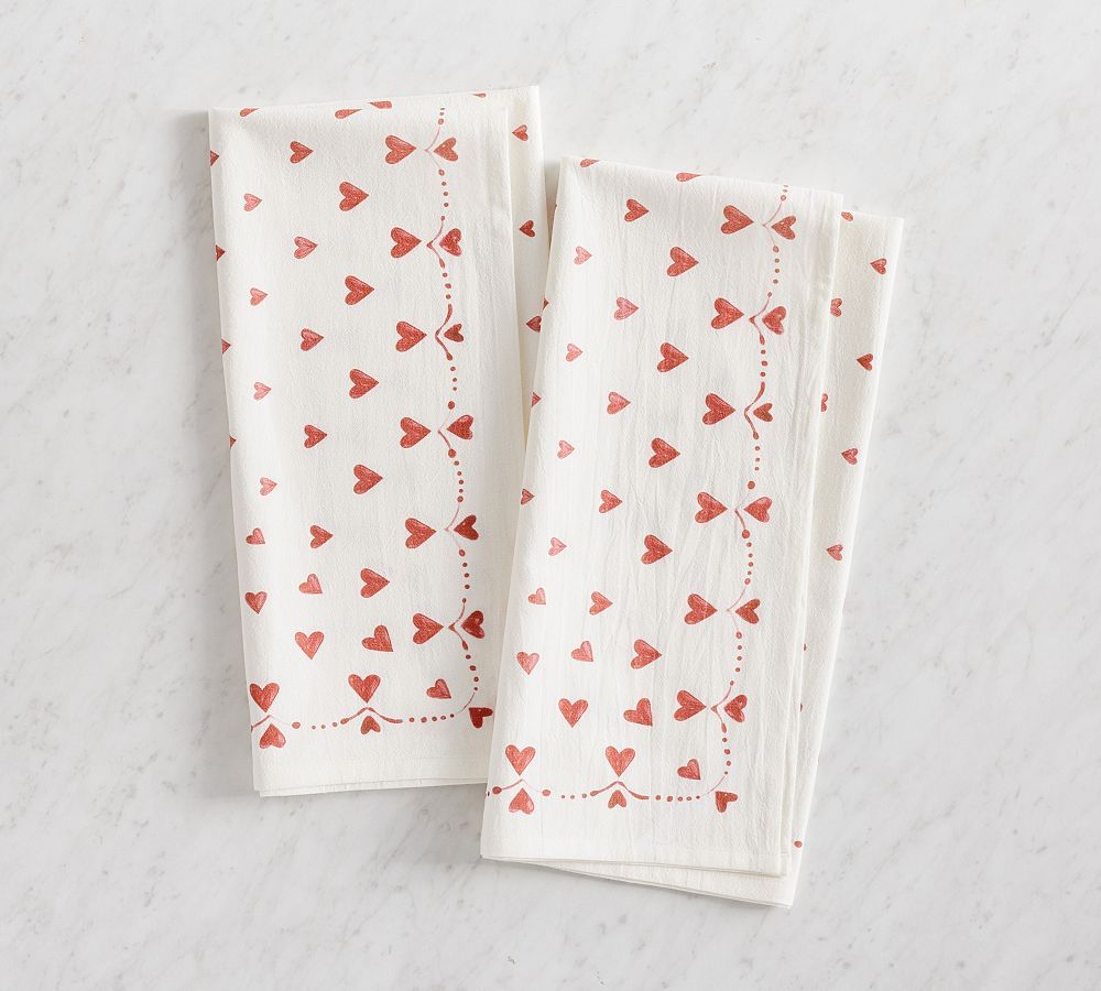 Painted Hearts Tea Towels - Set of 2 | Pottery Barn (US)