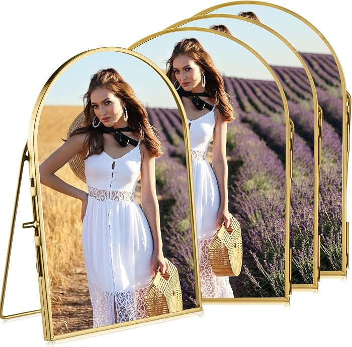 Vicenpal 4 Pcs 5 x 7 Inch Double Glass Frame for Pressed Flowers Vintage Metal Gold Floating Pict... | Amazon (US)