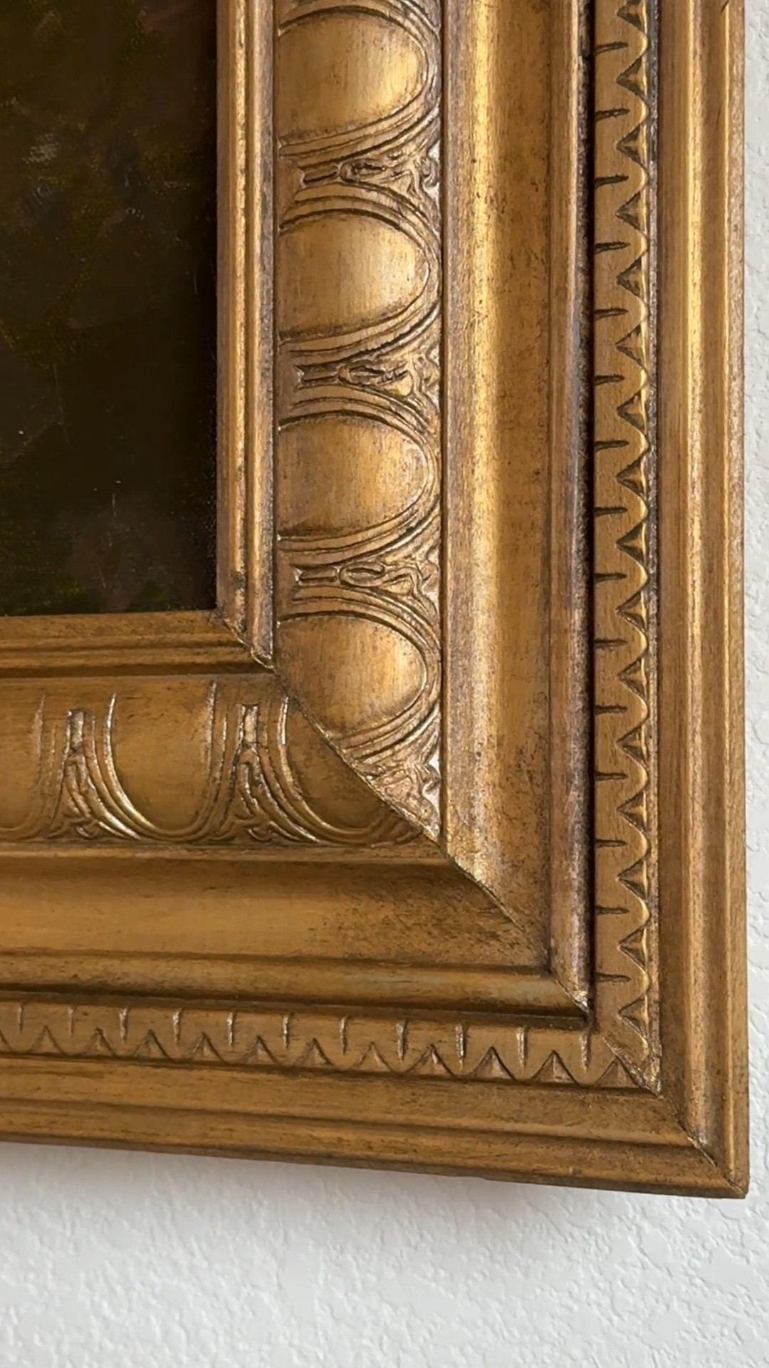how i made my “vintage” gold frame from scratch!

1. create a base for your painting to sit into using 2x2s, wood glue, and screws
2. create a frame using decorative moulding
3. miter the corners and glue them together
4. coat in gold wax first, then antiquing wax
5. use wood glue to attach the frame to the base
6. secure the canvas into the base and add hanging wire
7. you’re done!!

#diyframe #diyornateframe #diyvintageframe #goldframe #diyprojects #diyhome #homedepot #ornatemoulding #homedecor 

#LTKHome #LTKVideo
