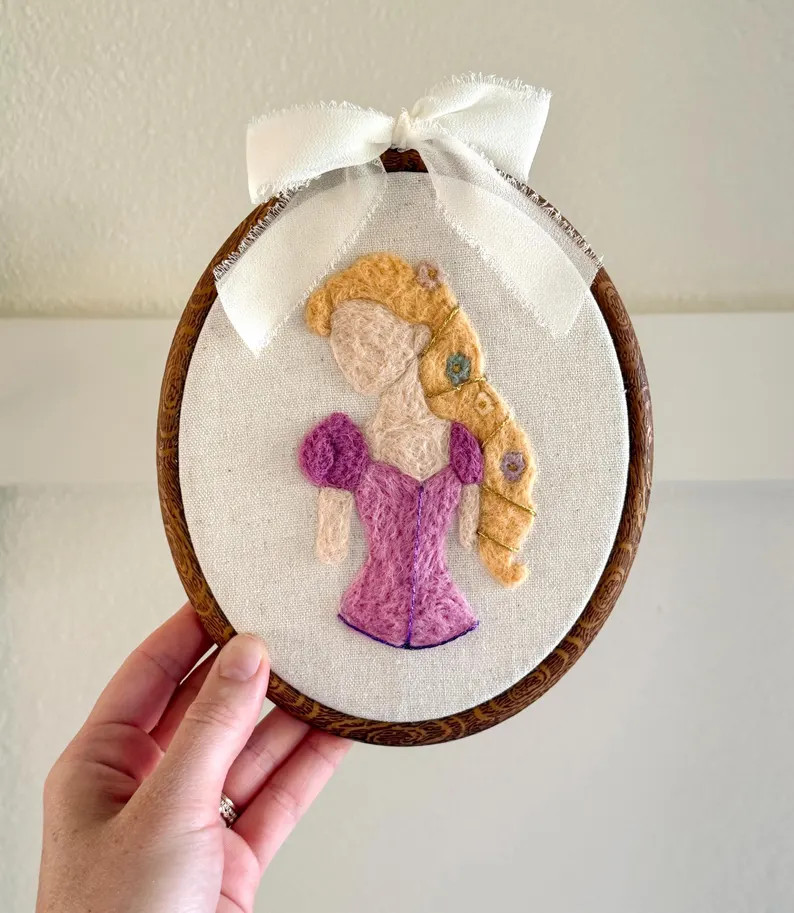 Rapunzel Inspired Nursery Decor, Personalized Princess Wall Art, Needle Felt Princess Hoop, Fairy... | Etsy (Global)