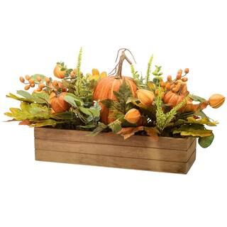 National Tree Company 22 in. Width & 11 in. Hight Harvest Pumpkin Centerpiece-RAHV-LD060888A - Th... | The Home Depot