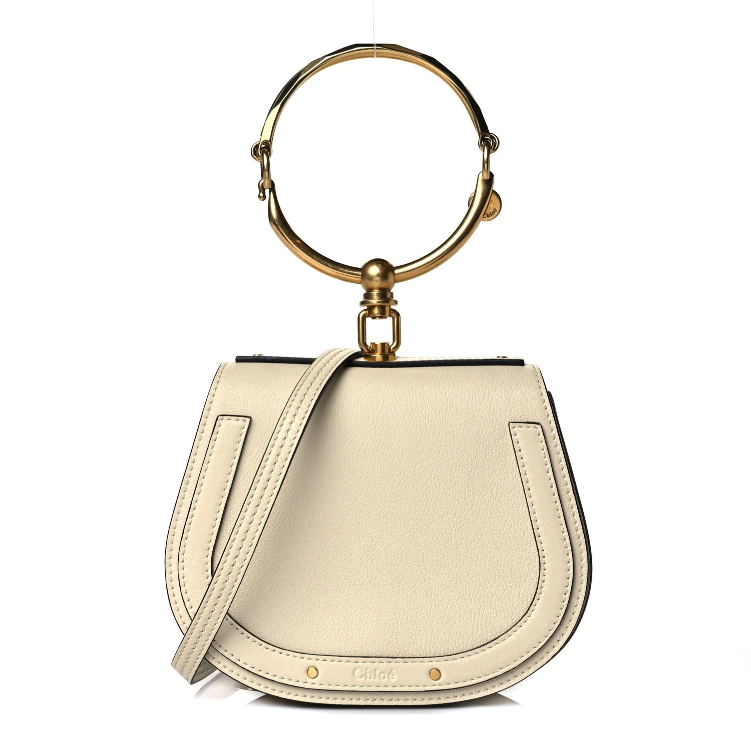 Calfskin Suede Small Nile Bracelet Bag Off White | FASHIONPHILE (US)