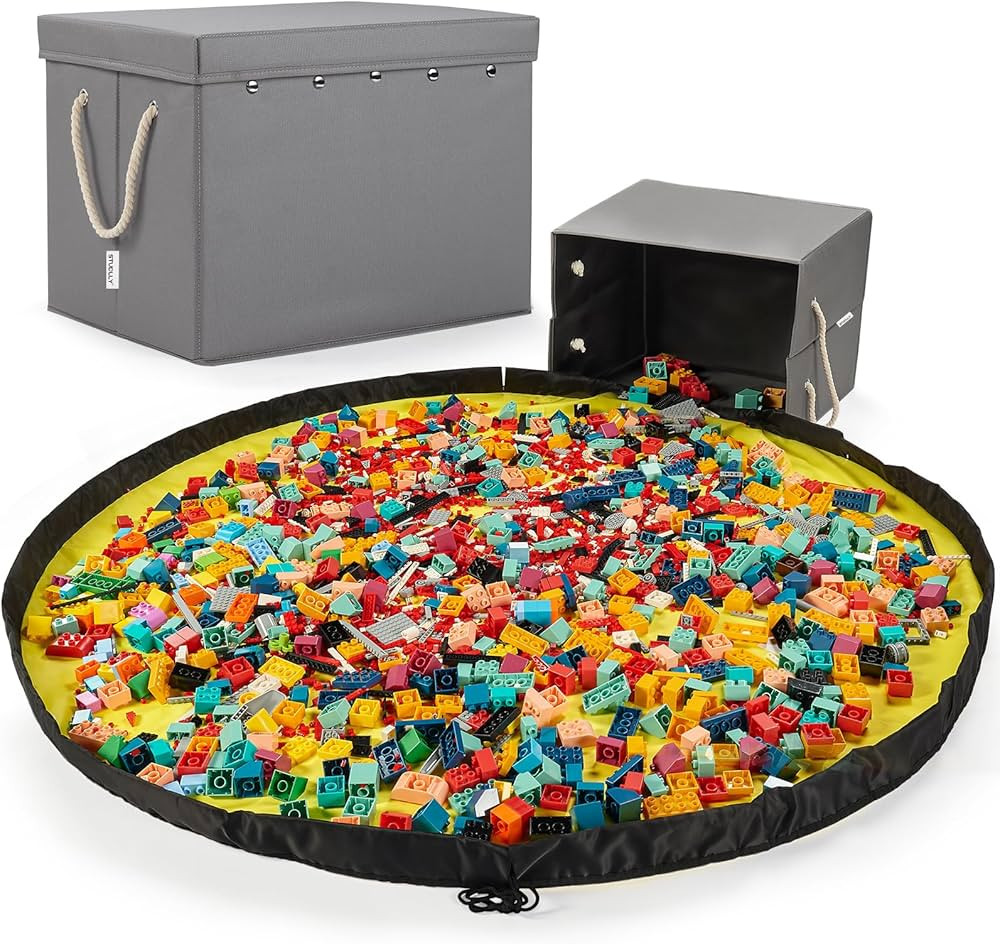 Toy Storage Organizer and Play Mat for Kids - Foldable Organizer Storage Bins with Lids - Detacha... | Amazon (US)