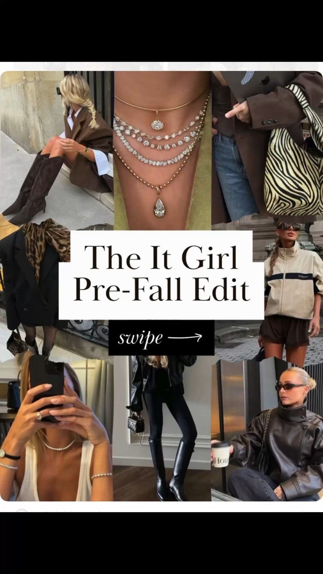 The it girl pre-fall edit! Fall outfit aesthetic, fashion and accessories on trend for fall 2026. Diamond inspired linked on a separate post!