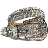 Rhinestone Leather Belt | Etsy (US)