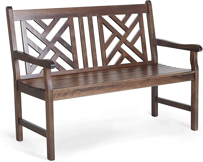 MFSTUDIO Outdoor Acacia Wood Garden Bench with Backrest and Armrest, 2-Person Slatted Seat Bench ... | Amazon (US)