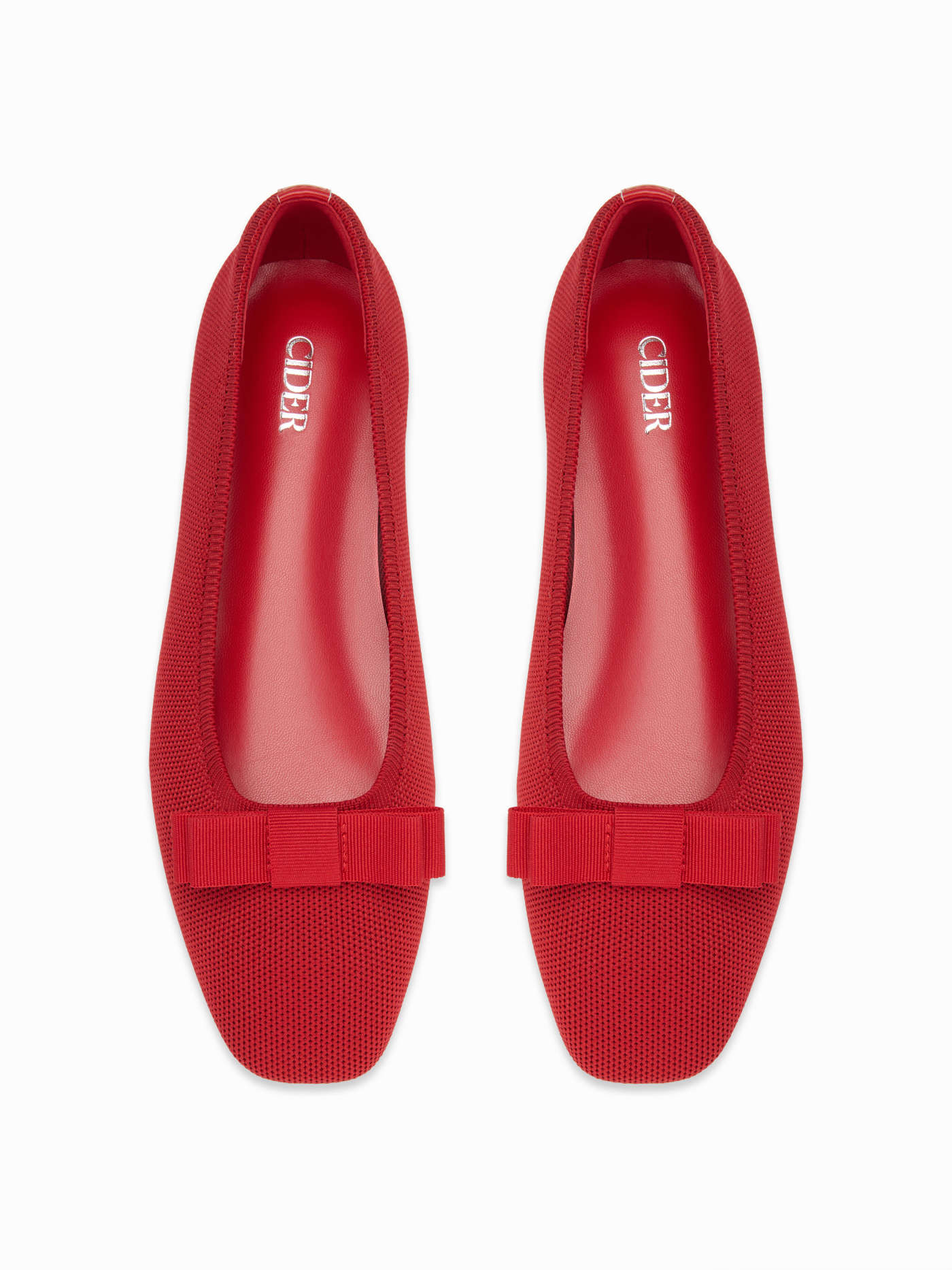 SQUARE TOE BOWKNOT DECOR FLATS | Cider