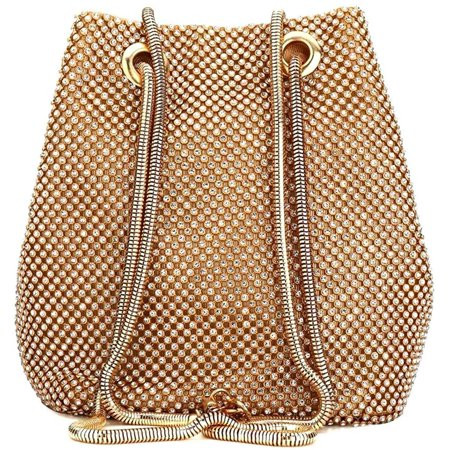 Evening Bags Women s Evening Bag Sparkly Rhinestone Purse One Size Gold | Walmart (US)