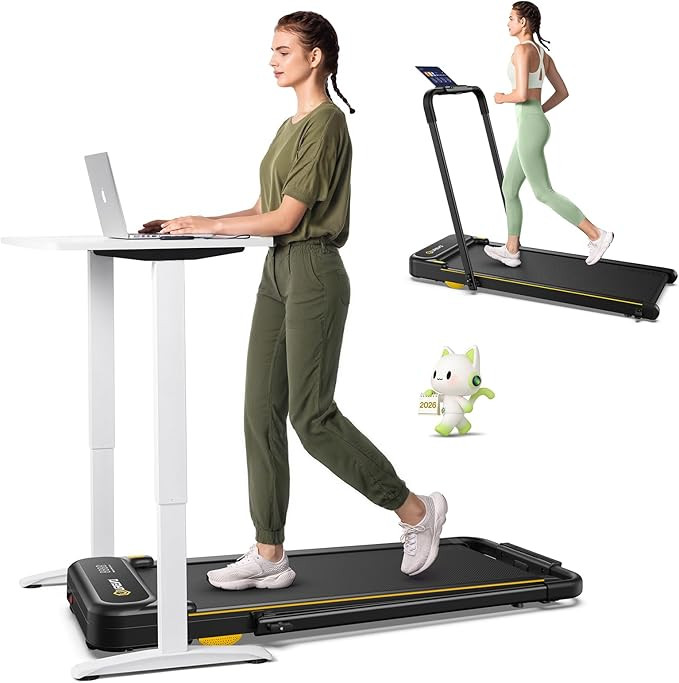 UREVO Strol 2E Smart 2-in-1 Folding Treadmill, Compact Walking Pad with Safety Handle, Plug and P... | Amazon (US)