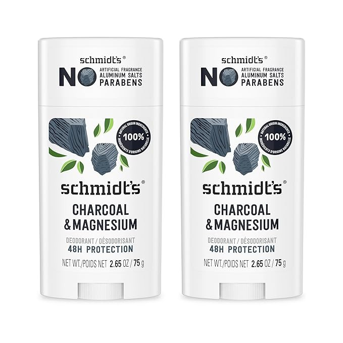 Schmidt's Aluminum-Free Vegan Deodorant Charcoal & Magnesium with 48 Hour Odor Protection, 2 Coun... | Amazon (US)